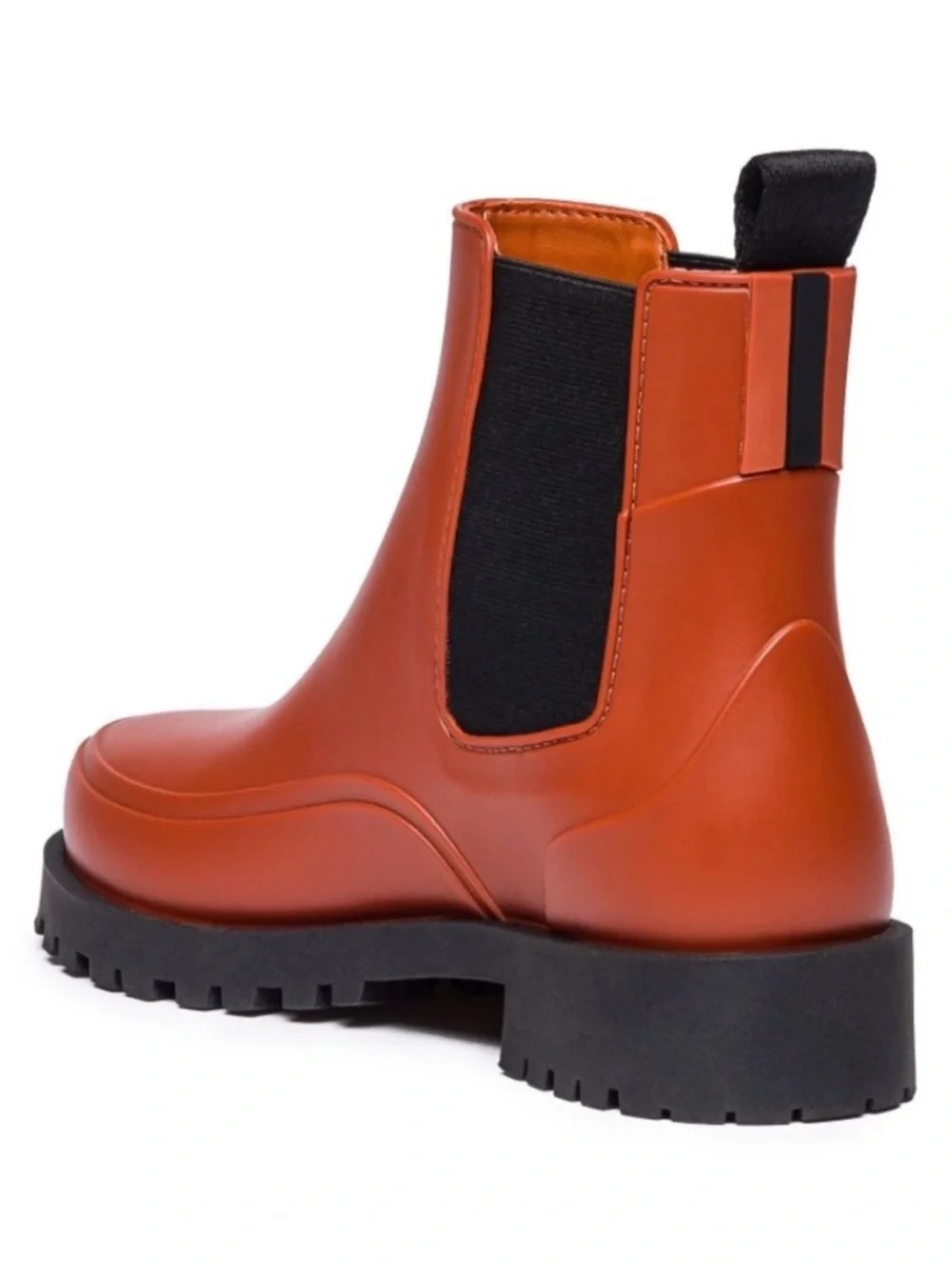 Bernardo Addison Chelsea Rain Boots Chunky Lug Sole Terracotta Orange, Size 7